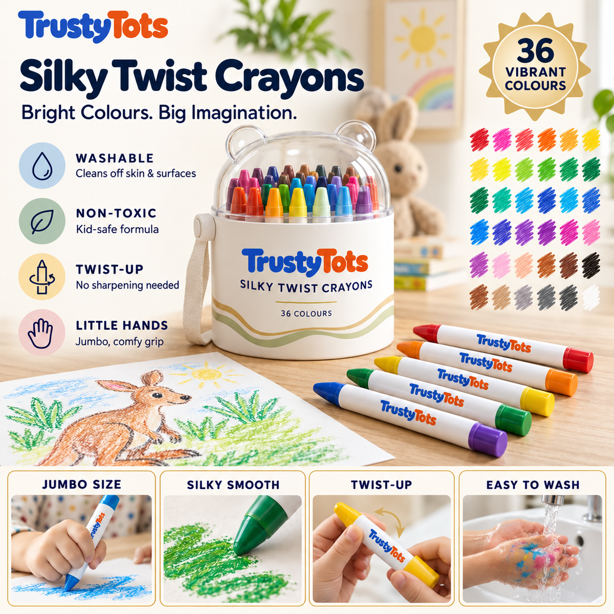 TrustyTots™ Washable Twist Crayons